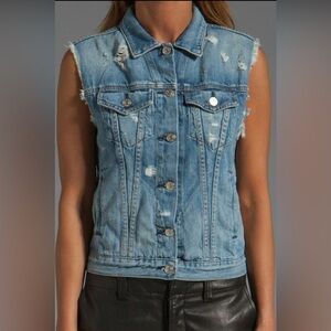 Rag & Bone/Jean Light Blue Cut Off Distressed Denim Vest EUC Size Extra Small